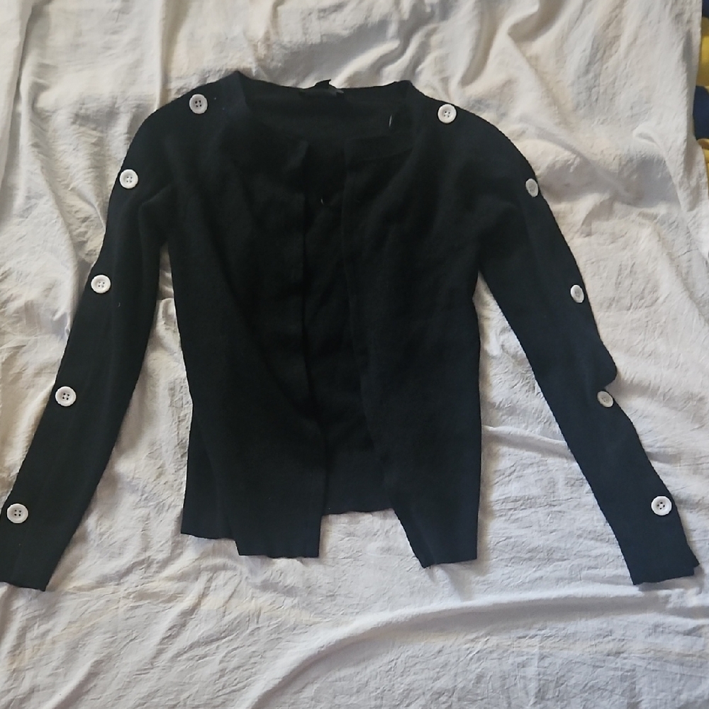 Ann Taylor, Extra Small, Black, Cardigan, White Buttons
